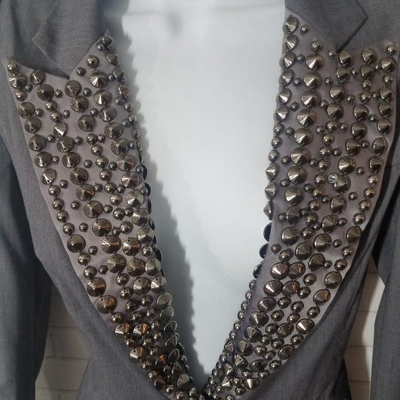 P.Luca Milano Gray Studded Suit Blazer Jacket - Picture 2 of 13